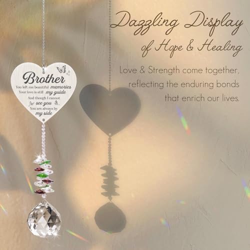 Sympathy Gifts for Loss of Brother,Brother in Heaven Ornaments, Memorial Crystal Suncatcher,Memorial Gifts for Loss of Brother,Christmas Tree Window Rainbow Maker Prisms Home Decor Gift - style: Brother