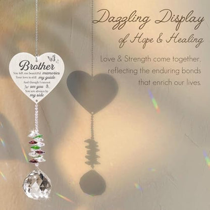 Sympathy Gifts for Loss of Brother,Brother in Heaven Ornaments, Memorial Crystal Suncatcher,Memorial Gifts for Loss of Brother,Christmas Tree Window Rainbow Maker Prisms Home Decor Gift - style: Brother