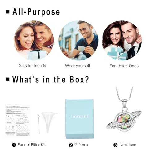 Imrsanl Saturn Urn Necklace Cremation Jewelry for Women Men - color: Silver