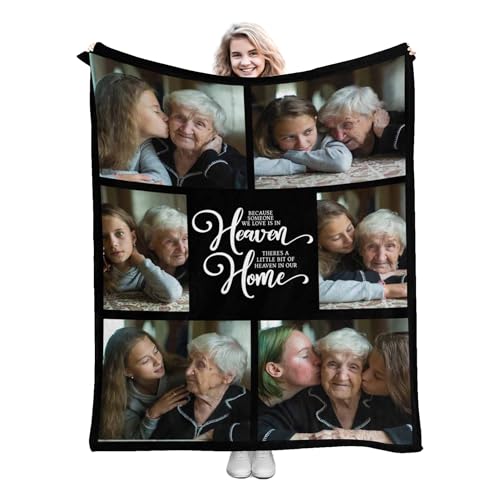Personalized Memorial Blankets with Photos Name Customize Memorial Blankets Hug from Heaven Blanket Remembrance Grieving Present for Loss of Dad Mom Pet - color: Color 14
