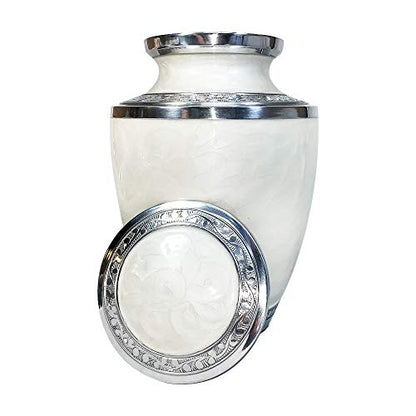 Extra Large Companion Human Funeral Cremation Urn, Personalized Double Urn for Two Adults (White) - color: White