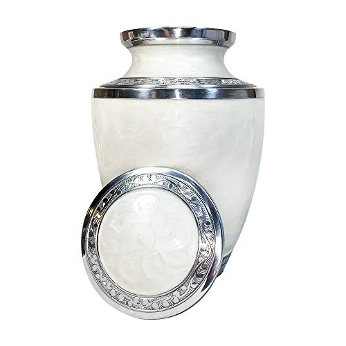 Extra Large Companion Human Funeral Cremation Urn, Personalized Double Urn for Two Adults (White) - color: White