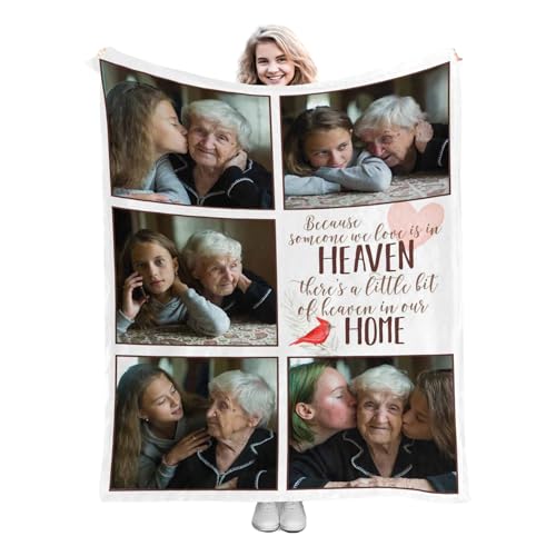 Custom Sympathy Blankets for Loss of Dad Mom Husband Wife Family Friend Pet in Loving Memory Customize Memorial Blanket with Photos for Loss of Loved One - Printed in USA Loving Memory - color: Color 20