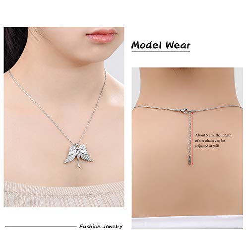 Imrsanl Cremation Jewelry Keepsake Angel Wings Urn Necklace for Ashes - color: Customize