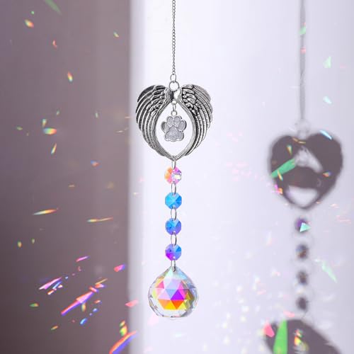 Pet Memorial Suncatcher,Dog Memorial Gifts for Loss of Dog,Cats Remembrance,Pet Loss Sympathy Gift,Bereavement Gifts - color: Silver