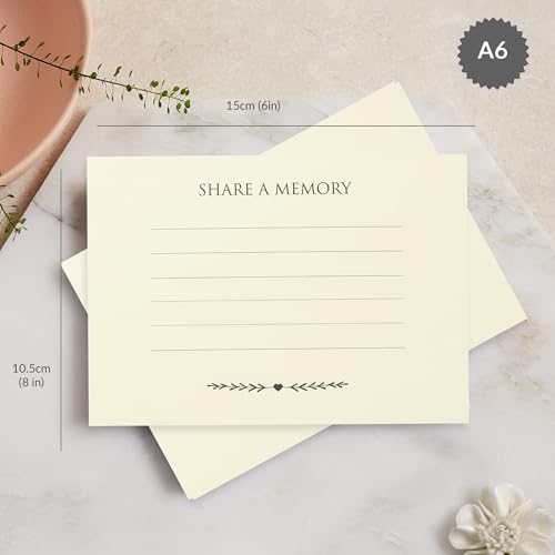 ANGEL & DOVE 25 Ivory 'Share a Memory' Funeral Remembrance Cards