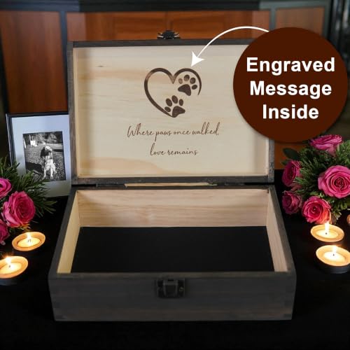 Pet Loss Gift, Engraved Wooden Memorial Memory Box for Dogs & Cats - size: Medium, style: Pet