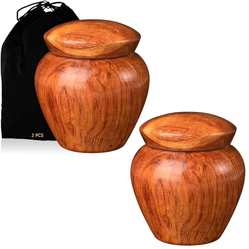 2 Packs Wooden Small Urns for Human Ashes Keepsake, Mini Cremation Urn for Adult Male Female Pet,Keepsake Wood Urns with Velvet Bag - size: Woodurn-2