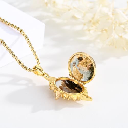 TUGHRA Mother's Day Gifts Gold Locket Necklaces for Women, 925 Sterling Silver Heart Photo Lockets Memorial Keepsake Jewelry Gift for Mom, Wife, Daughter - style: 01-Locket
