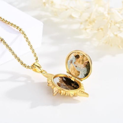 TUGHRA Mother's Day Gifts Gold Locket Necklaces for Women, 925 Sterling Silver Heart Photo Lockets Memorial Keepsake Jewelry Gift for Mom, Wife, Daughter - style: 01-Locket