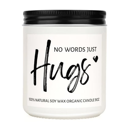 Sympathy Gifts for Loss of Loved One- No Words Just Hugs Candles, Natural Lavender Scented Candle 9OZ, Get Well Soon, Thinking of You Gifts, Bereavement Gift for Women Men, Miscarriage Gift for Mother