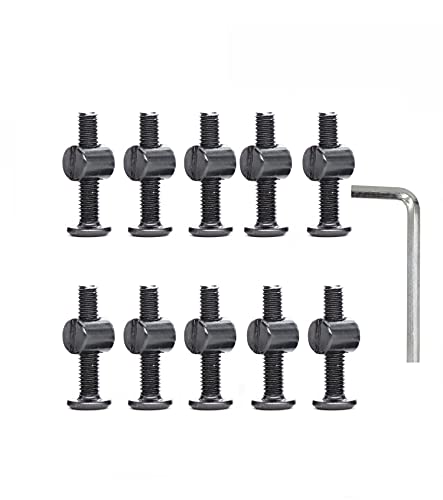 cSeao 15-Pack M6 15mm Black Hex Socket Cap Screws Barrel Nuts Set for Furniture Crib Chairs - size: M6x15mm 15-Pack