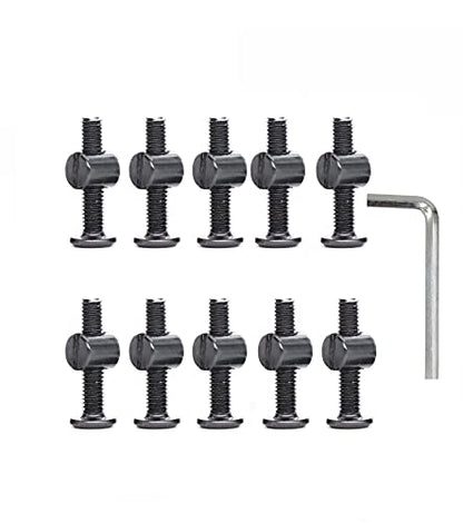 cSeao 15-Pack M6 15mm Black Hex Socket Cap Screws Barrel Nuts Set for Furniture Crib Chairs - size: M6x15mm 15-Pack