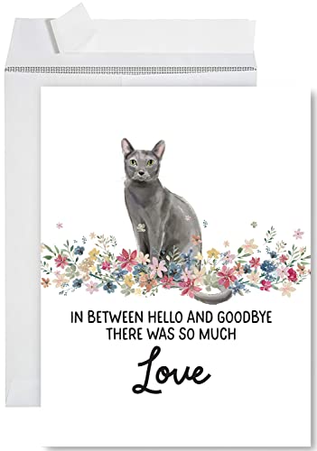 Andaz Press Jumbo Pet Sympathy Card with Envelope, Sorry For Your Loss Card, Russian Blue Cat, Pet Loss, Cat Grief Bereavement Card with Big Blank Space to Send to Friends, Family, 8.5" x 11", 1-Pack - color: Russian Blue Cat