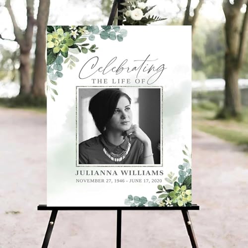 Greenery Funeral Welcome Sign, Celebration of Life Welcome Sign, in Loving Memory Sign, Celebration of Life Funeral Sign, Celebration of Life Sign, Memorial Sign with Photo #uoq22 - color: Version #26