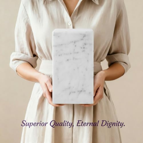 AspenStudio Carrara Marble Urn Genuine Vertical Marble Urn for Human Adult Cremation urn by Aspen Studio