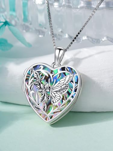 Dorunmo Locket Necklace 925 Sterling Silver Pictures Photo Keep Someone Near to You Custom Lockets Mother's Day Jewelry Personalized Photo Locket Gifts - color: I-Butterfly-Abalone, style: Locket Only