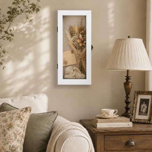 Muzilife 12.5x5 Rustic Shadow Box Pine Wood Picture Frame, 3.94 Deep, White - color: White, size: 12.5"x5"