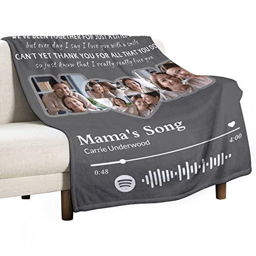 Personalized Blanket for Mom Gift on Mother's Day Birthday, Custom Throws with Picture Text Name, Photo Blankets, Made in USA - color: Design 1