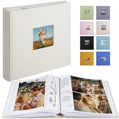 1DOT2 Photo Album with Writing Space, 100 Pages, Linen Cover, Beige - color: Beige