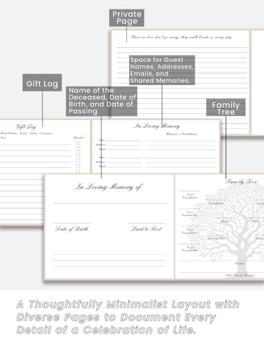 Funeral Guest Book for Memorial Service, in Loving Memory 9x7.5 - color: White Flower