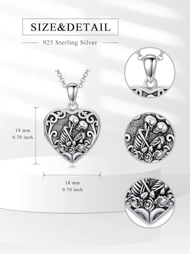 Personalized Heart Locket Necklace That Holds Pictures 925 Sterling Silver Custom Photo Lockets Necklaces Jewelry Gifts for Family Women Lover - color: Skull, style: Locket Only