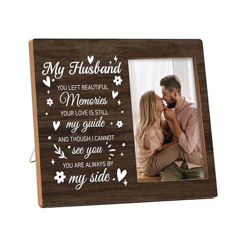 Memorial Pictures Frame, My Husband You Left Beautiful Memories Photo Frame, Sympathy Gifts For Loss Of Husband, Farmhouse Home Living Room Bedroom Decoration -b28 - style: My Husband