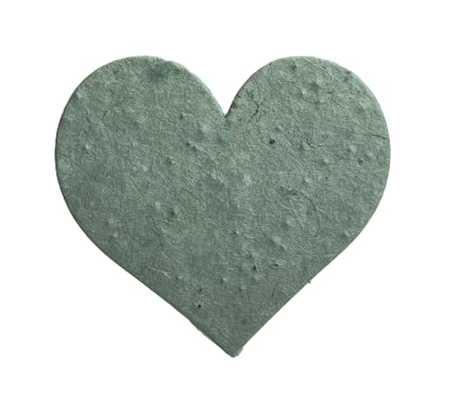 Of The Earth Handmade Paper - Wildflower Seed Paper Large Hearts - Recycled Flower Petals - Bulk Set of 100 (14s Green Lotka) - color: 14s Green Lotka