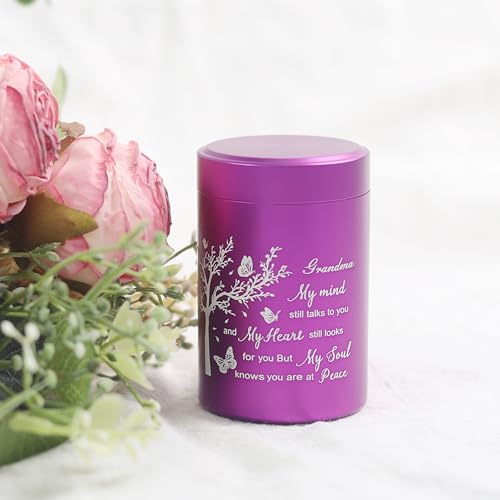 3 Inch Small Urn for Human Ashes Aluminum Mini Cremation Small Keepsake Urn for Sharing Ashes Mini Urn-Grandma Purple - size: Purple-Grandma