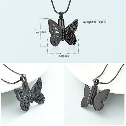 Imrsanl Butterfly Urn Necklace for Ashes Angel Wing Cremation Jewelry Keepsake Funeral Memorial Pendant Gifts of Loss Loved Ones for Women - color: Customize 2