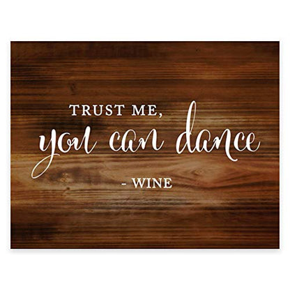 Andaz Press Wedding Party Signs, Rustic Wood Print, 8.5x11-inch, Trust Me, You Can Dance - Wine, 1-Pack, Unframed - color: Bar Trust Me Wine