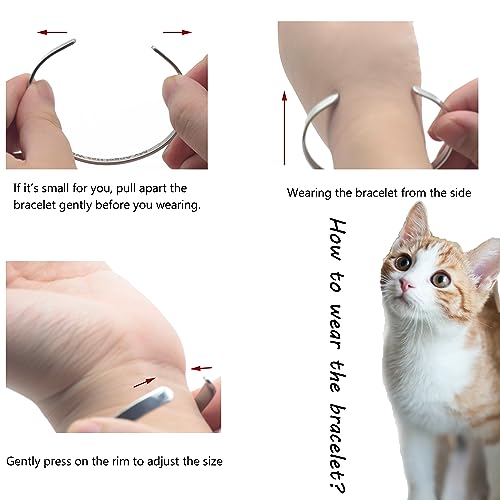 Cat Cuff Bracelet Women Pet Memorial Bangle Cute My Angel has Whiskers Cartoon Engraved Stainless Steel Heart Shape Jewelry Gifts