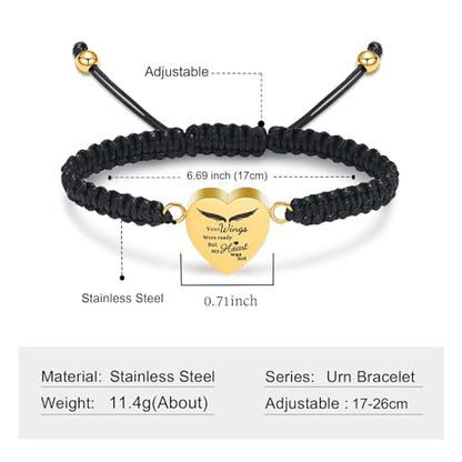 Imrsanl Heart Cremation Bracelet for Ashes Memorial Urn Jewelry - color: Rope-Gold