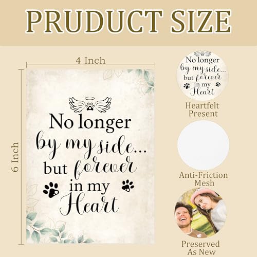 Pet Memorial Gifts Photo Album Holds 36 4x6 Photos, Dog Cat Remembrance Gifts, Pet Loss Sympathy Gift, No Longer by My Side but Forever in My Heart Small Photo Album Memory Keepsake - color: Dog No Longer