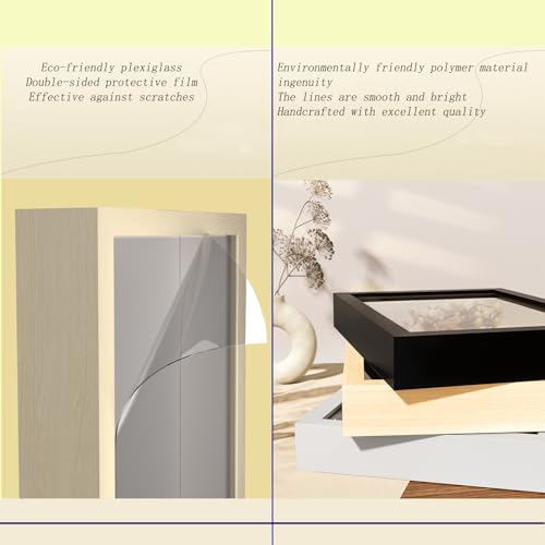 Shadow Box Frame Display Case with Stickers , 8x10 Inches 3D Picture Frame, Display Case Box for Flowers, Memorabilia, Crafts, Photos, Medals and Tickets,3Pcs-Black