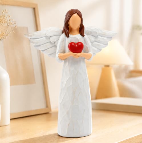 Sympathy Gifts for Loss of Loved One - 6.9" Angel Sympathy Gift, Memorial Gift for Loss of Dad Mom Grandmother, Angel Figurine for Bereavement Remembrance Gifts, Angel Statue Holding a Heart - style: Sympathy Figurine