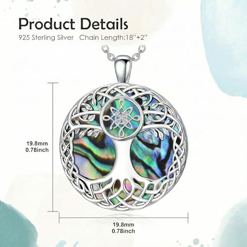 Tree of Life Necklace 925 Sterling Silver Abalone Shell Celtic Knot Tree Pendant Necklace Jewelry Gifts for Women Birthday Christmas - style: Style2