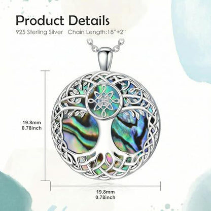 Tree of Life Necklace 925 Sterling Silver Abalone Shell Celtic Knot Tree Pendant Necklace Jewelry Gifts for Women Birthday Christmas - style: Style2