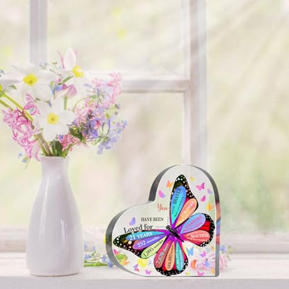 21 Year Old Birthday Gifts, Inspirational Butterfly Keepsake Sign for Women Men, Happy 21st Birthday Gifts Idea for Sister Coworker Bestie, Table Desk Sign for Home - style: 21st Birthday