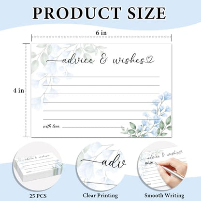 Blue Flowers Advice and Wishes Cards for the New Mr and Mrs Wedding