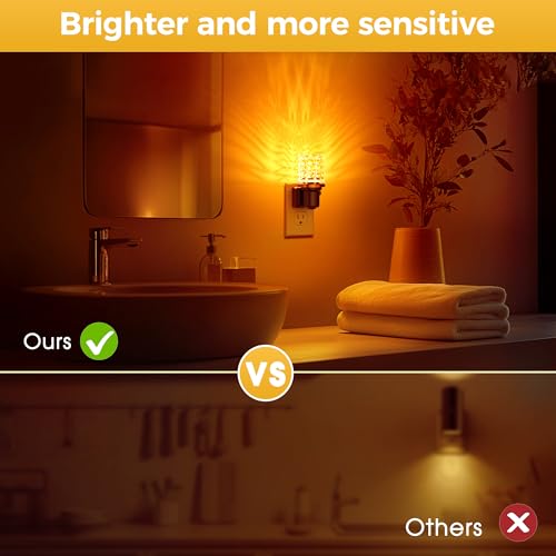 L LOHAS LED Night Light, 2 Pack Dimmable Night Lights Plug into Wall - color: Diamond-Amber, size: 2 Pack
