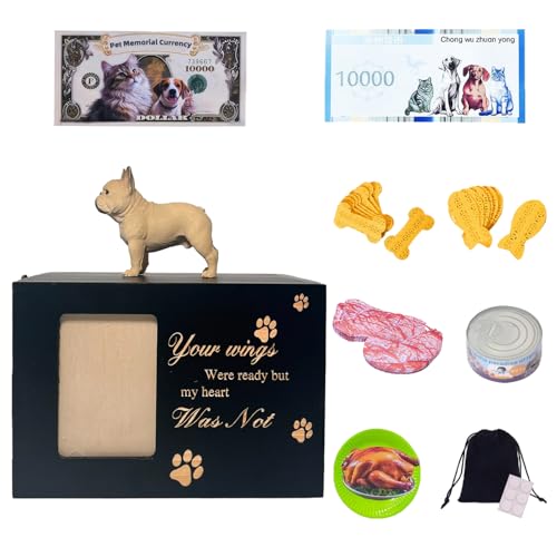 pet urns for Dogs Ashes Black Wood Dog urn with Photo Frame and Lock, pet urns for Cats and Small pet Ashes Keepsake Box - color: Large Bulldog 862, size: Black framed urn