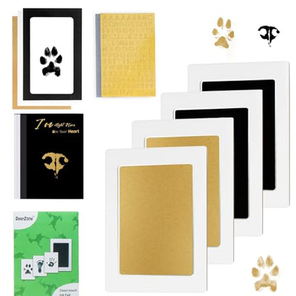 DeerZone Inkless Paw Print Kit,Dog Paw Print Kit,Dog Nose Print Kit - color: Gold/Black, size: Medium-Large 4 Pack