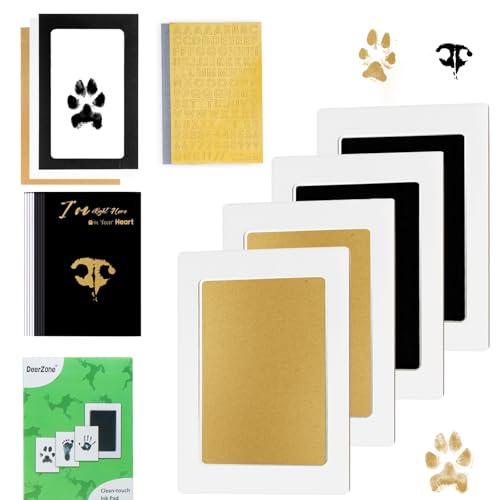 DeerZone Inkless Paw Print Kit,Dog Paw Print Kit,Dog Nose Print Kit - color: Gold/Black, size: Medium-Large 4 Pack