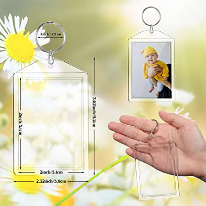 Hicarer Acrylic Photo Insert Keychain 2 x 3 Inch Double Sided Blank Picture Keyring DIY Custom Personalized for Women Men