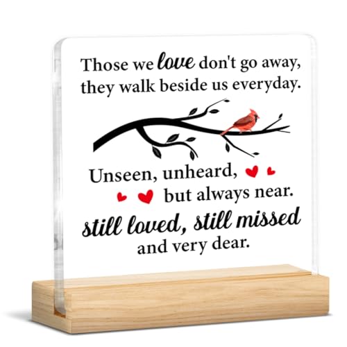 Sympathy Condolence Grieving Keepsake Memorial Gifts for Loss of Mom Dad | in Memory of Loved One Gifts, Those We Love Don't Go Away Acrylic Plaque Sign - color: Sympathy-b