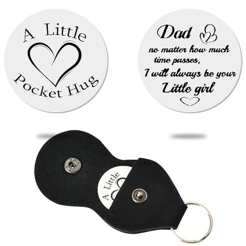 Sisadodo Pocket Hug Token Long Distance Relationship Keepsake Gifts for Women Birthday Christmas Gifts With Leather Keychain - color: To My Dad