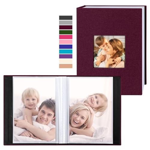 Ywlake Photo Album 4x6 50 Pockets 2 Packs, Small Mini Capacity Linen Photo Album Bulk Sets, Each Pack Holds 50 Top Loader Vertical Only Picture for Kids Boy Girls (Purple) - color: PURPLE, size: 50 Pockets/2PK