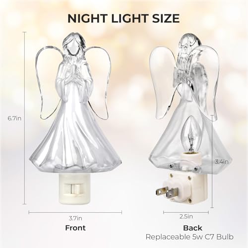 Praying Angel Night Light Plug into Wall with On Off Switch 5w C7 Bulb, Home Decoration for Any Room-Bedroom Bathroom Kitchen Hallway Classroom - style: Angel