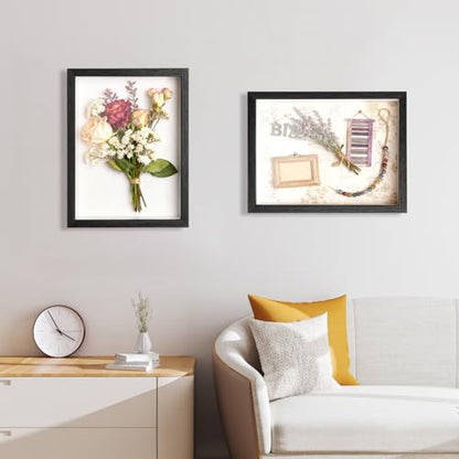 2 Pack Shadow Box Frame 11"x 14" - Wood Deep Shadowbox with Glass - size: 11×14-2pcs-black